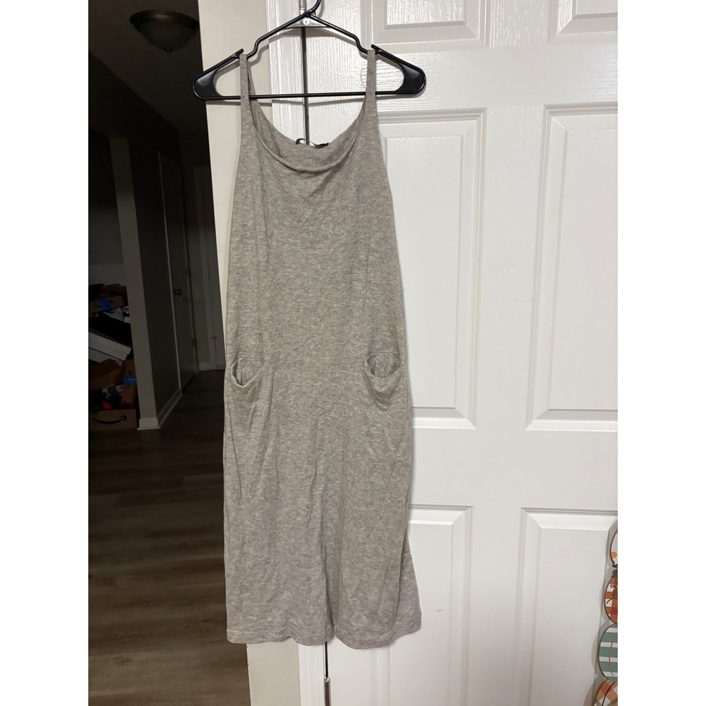 Peruvian Connection Gray Knit Sleeveless Midi Dress with Pockets Large